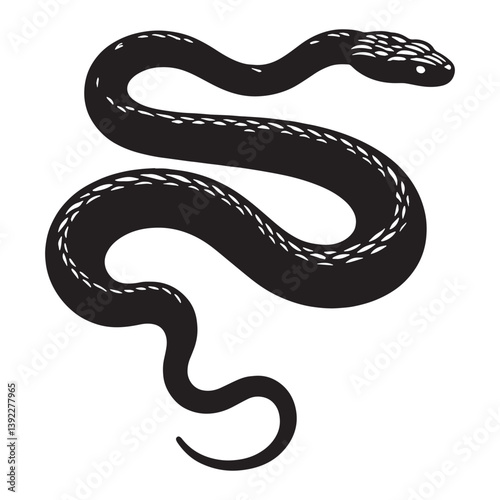 Elegant Black Mamba silhouette, swift and lethal in its movements – Black Mamba illustration – Minimalist Black Mamba vector – Snake silhouette

