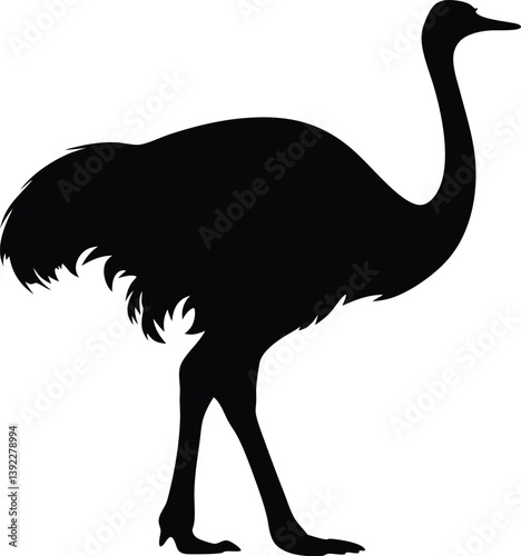 emu silhouette vector, Ostrich bird vector illustration