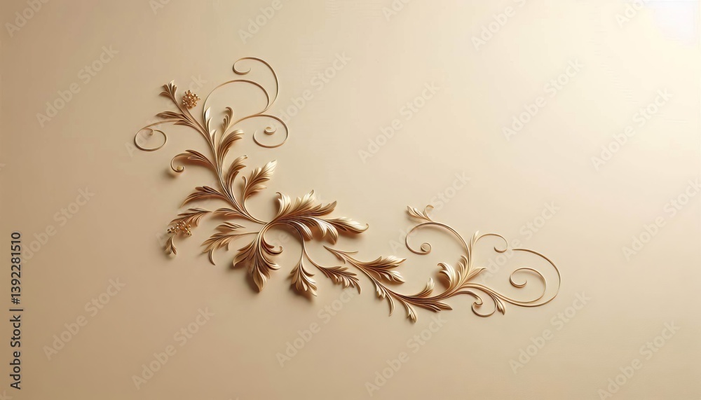 Minimalist cream background with elegant golden flourishes Minimalist cream background with elegant golden flourishes