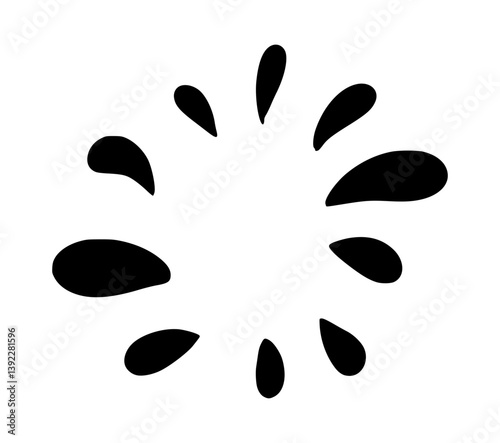 Doodle water drop,hand drawn sweat tear. Liquid Splash in cartoon style. Minimalist water splash icon with soft shapes and rounded droplets. Ideal for skincare, weather, eco, hydration