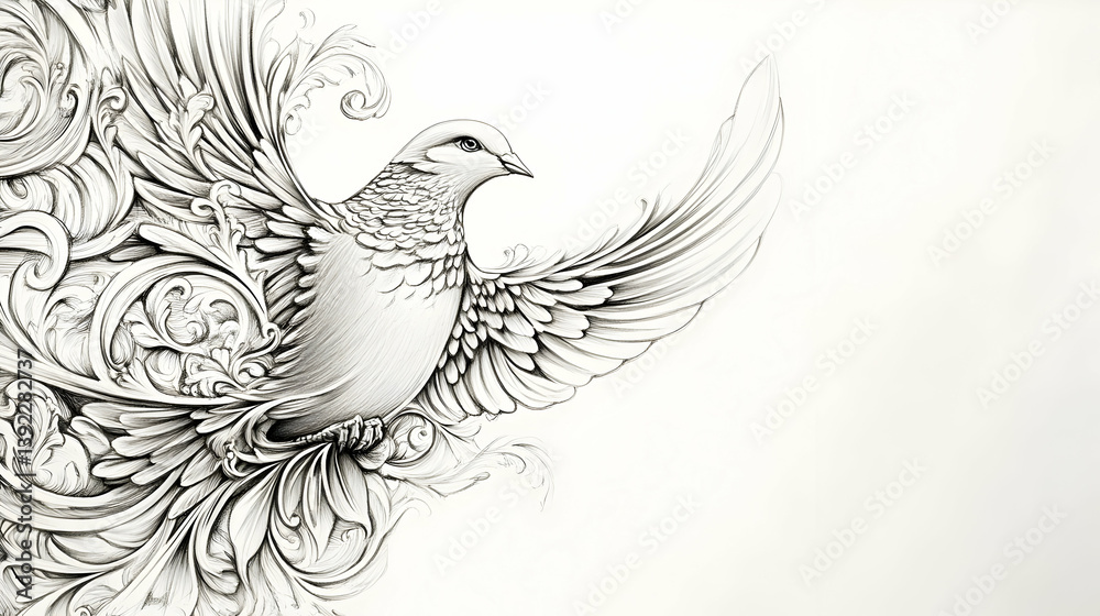 Fototapeta premium dove birds drawing illustration
