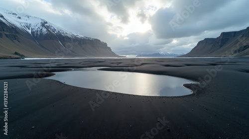Wallpaper Mural Solheimasandur in Iceland, captured at midday with cloudy conditions, shot from above. Torontodigital.ca