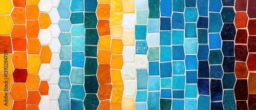 Vibrant multicolored mosaic tile pattern background texture ideal for design projects and artistic inspiration.