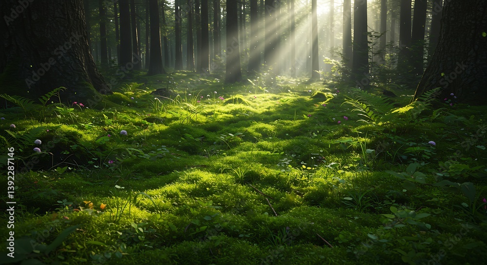 Fototapeta premium Sunlit Stillness AI Generated