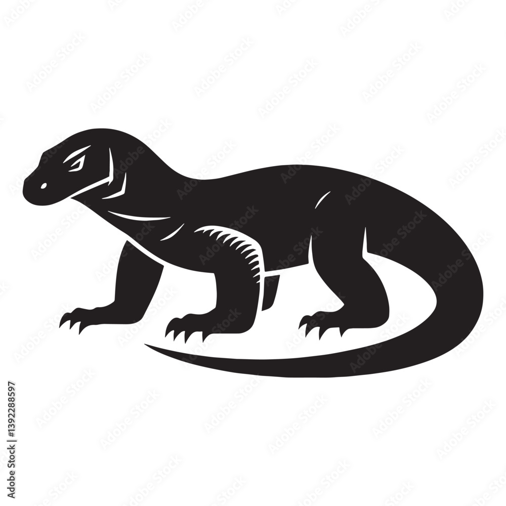 Ferocious Komodo Dragon silhouette, a true predator of the wild – Komodo Dragon illustration – Minimalist Komodo Dragon vector – Lizard silhouette
Ferocious Komodo Dragon silhouette, a true predator of the wild – Komodo Dragon illustration – Minimalist Komodo Dragon vector – Lizard silhouette