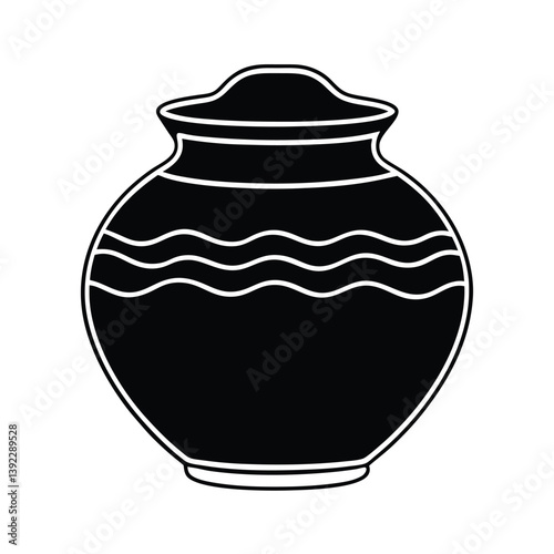Brown ceramic clay pot isolated on white background, traditional handmade pottery jug with antique design