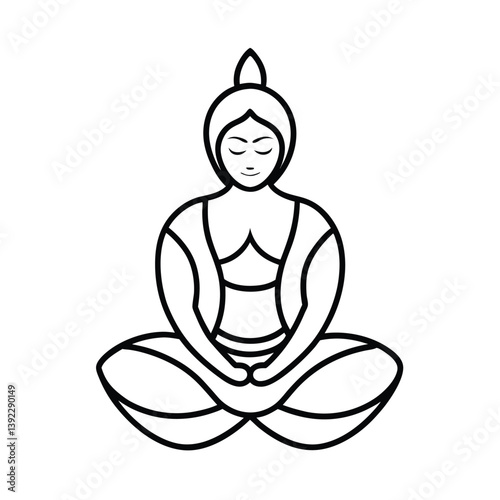 Silhouette of a woman practicing yoga in a lotus pose, symbolizing relaxation and meditation with a spiritual and zen theme