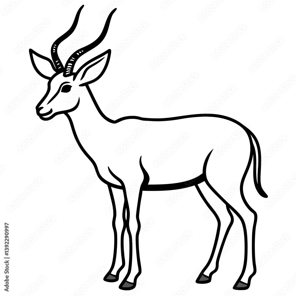 Antelope Silhouette in Line Art Style Antelope Silhouette in Line Art Style