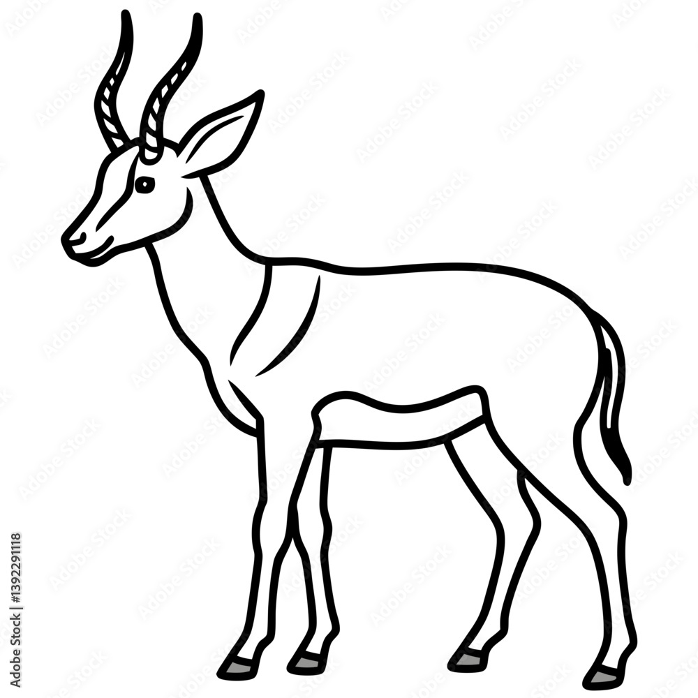 Antelope Silhouette in Line Art Style Antelope Silhouette in Line Art Style