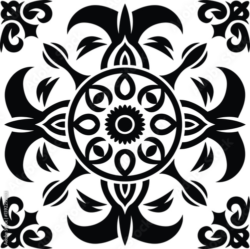 Isolated floral pattern| Hand drawing pattern|  Floral Damask Seamless Pattern| Ornament Pattern Border Design| Black and white floral pattern vector illustration