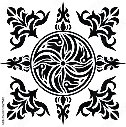 Isolated floral pattern| Hand drawing pattern|  Floral Damask Seamless Pattern| Ornament Pattern Border Design| Black and white floral pattern vector illustration