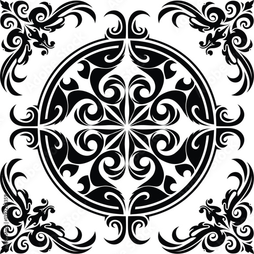 Isolated floral pattern| Hand drawing pattern|  Floral Damask Seamless Pattern| Ornament Pattern Border Design| Black and white floral pattern vector illustration