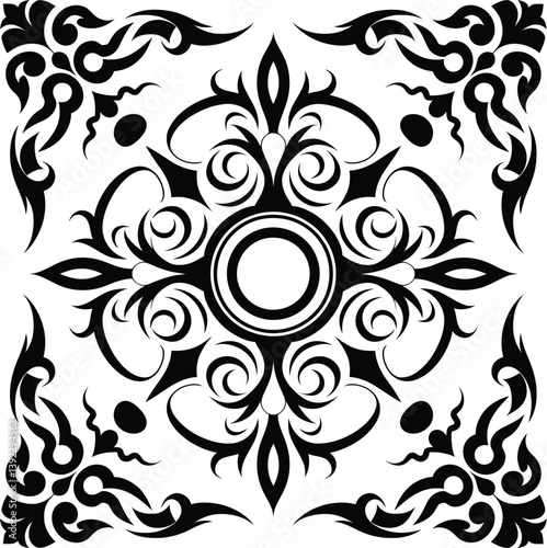 Isolated floral pattern| Hand drawing pattern|  Floral Damask Seamless Pattern| Ornament Pattern Border Design| Black and white floral pattern vector illustration