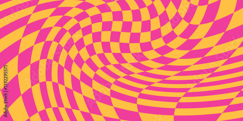 Wavy groovy distorted checkered background set