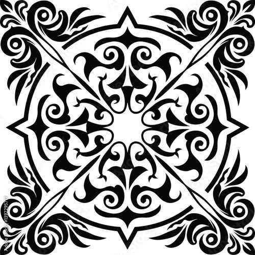 Isolated floral pattern| Hand drawing pattern|  Floral Damask Seamless Pattern| Ornament Pattern Border Design| Black and white floral pattern vector illustration