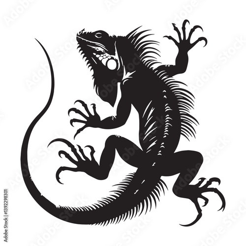 Stunning Iguana silhouette, a symbol of resilience and beauty – Iguana illustration – Minimalist Iguana vector – Lizard silhouette

