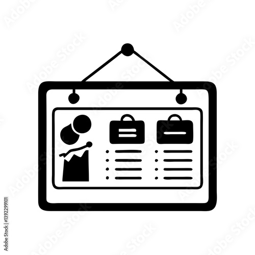bulletin board icon, bulletin board line art - simple line art of bulletin board, perfect for bulletin board logos and icons