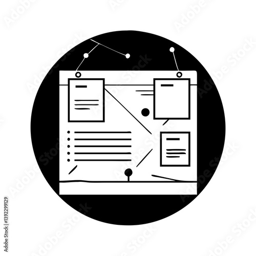 bulletin board icon, bulletin board line art - simple line art of bulletin board, perfect for bulletin board logos and icons