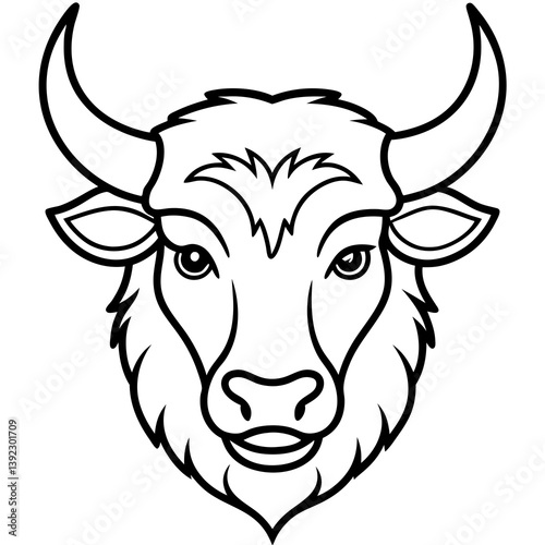 Bison Head in Single Stroke Vector