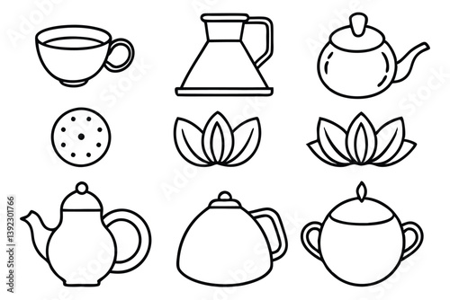 Oolong Tea Line Art Elegant Sketch for Minimalist Design Projects  
