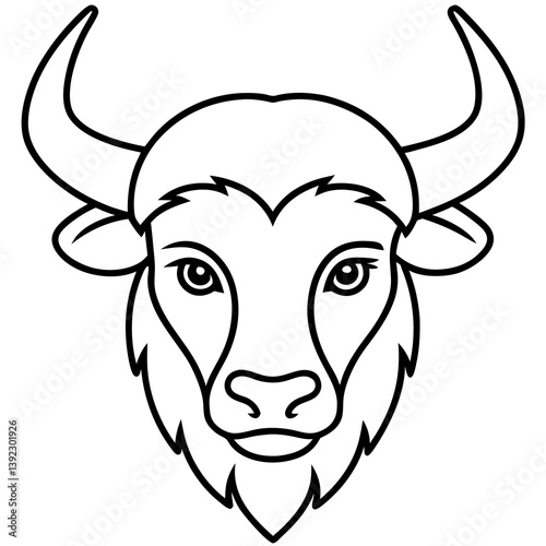 Bison Head in Single Stroke Vector