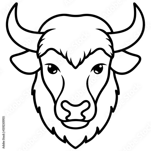 Wallpaper Mural Bison Head in Single Stroke Vector Torontodigital.ca