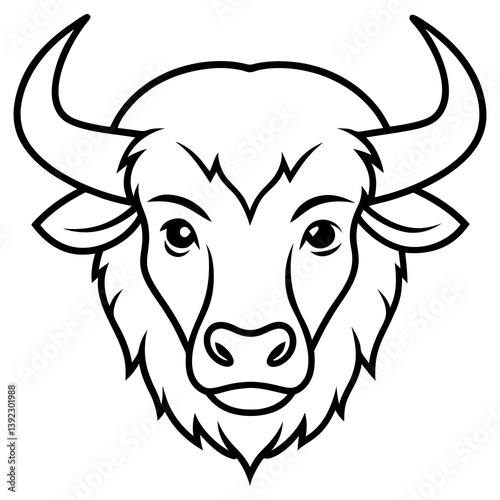 Wallpaper Mural Bison Head in Single Stroke Vector Torontodigital.ca