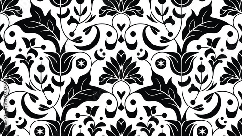 Damask floral design element| Hand drawn decorative floral pattern| Seamless floral pattern| Flower pattern abstract background