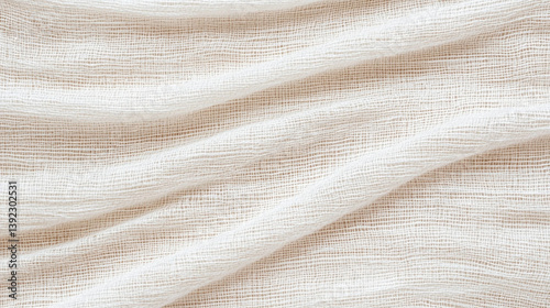 Close-Up of Soft Linen Fabric Texture. Smooth Natural Textile Pattern