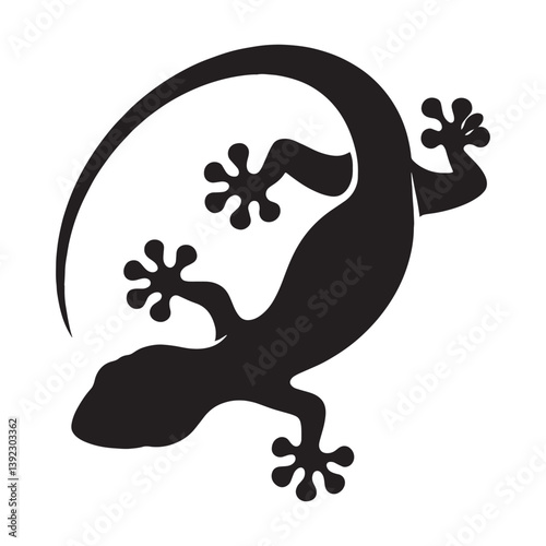 Alert Gecko silhouette, constantly aware of its surroundings – Gecko illustration – Minimalist Gecko vector – Lizard silhouette

