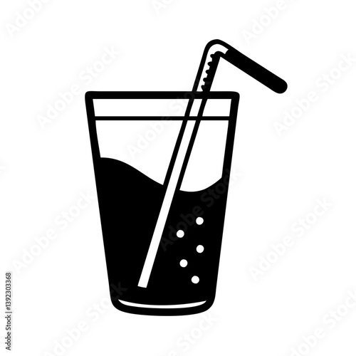 drinking straw in glass icon, drinking straw in glass line art - simple line art of drinking straw in glass, perfect for drinking straw in glass logos and icons