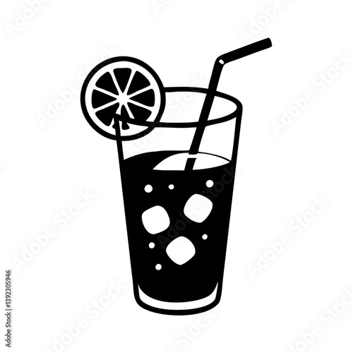 glass of iced lemonade icon, glass of iced lemonade line art - simple line art of glass of iced lemonade, perfect for glass of iced lemonade logos and icons