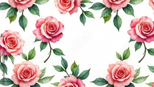 Delicate watercolor roses, lush green leaves, seamless repeat, green, textile