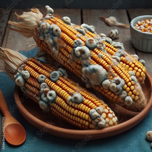 Huitlacoche Mexico Corn smut a fungus that grows on ears of corn photo