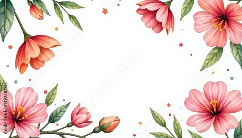 Delicate watercolor floral pattern on white background, pattern, pretty