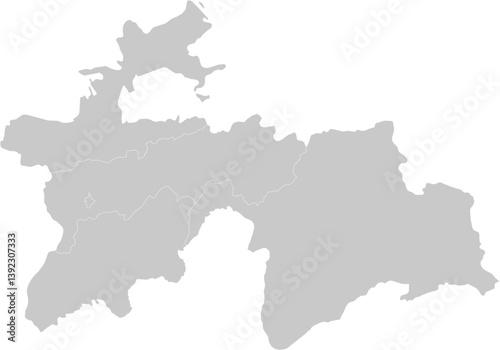 Tajikistan administrative vector map with level 1 region boundaries – PPT-compatible & fully editable by region