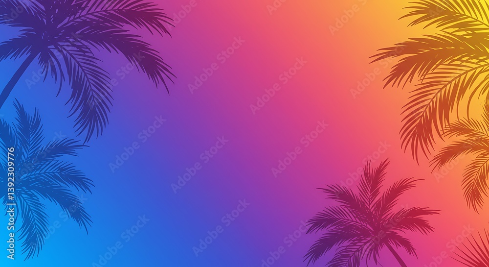 Fototapeta premium Sunset Palms: Gradient Dreamscape AI Generated