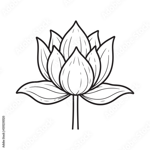 Coloring book for kids, lotus vector, Illustration of isolated colorful and black and white lotus for coloring book