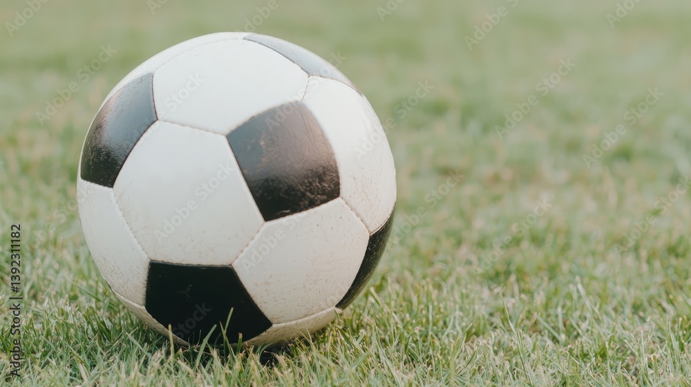 Fototapeta premium Soccer ball on grassy field
