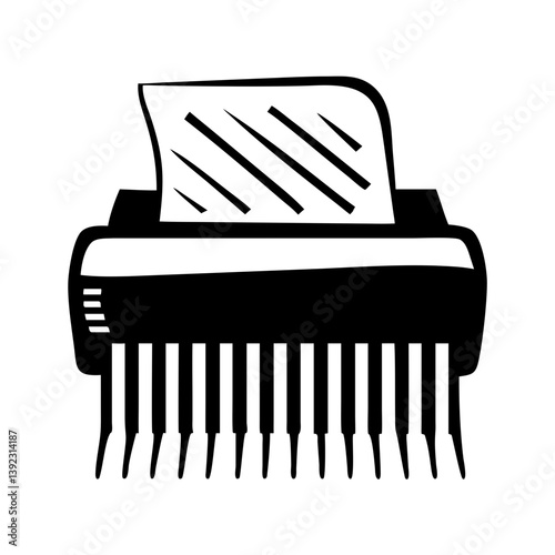 paper shredder icon, paper shredder line art - simple line art of paper shredder, perfect for paper shredder logos and icons