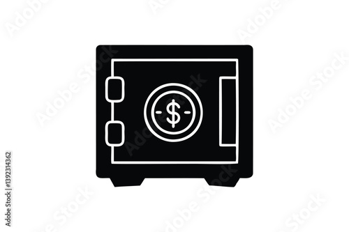 Safe money icon silhouette on white background.