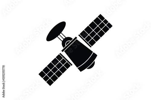 Satellite icon silhouette on white background