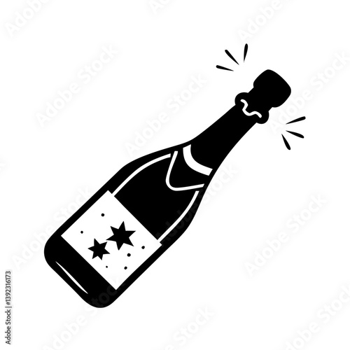 prosecco bottle icon, prosecco bottle line art - simple line art of prosecco bottle, perfect for prosecco bottle logos and icons