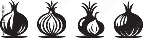Onion silhouette vector art illustration. Onion vector icon. 