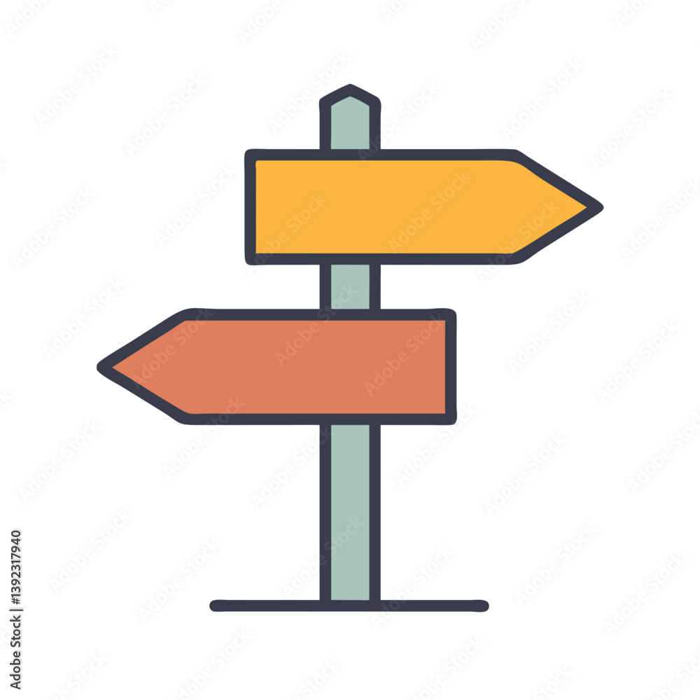 Directional Signpost Representing Navigation or Destination Icon Design Directional Signpost Representing Navigation or Destination Icon Design