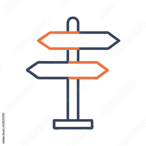 Directional Signpost Representing Navigation or Destination Icon Design