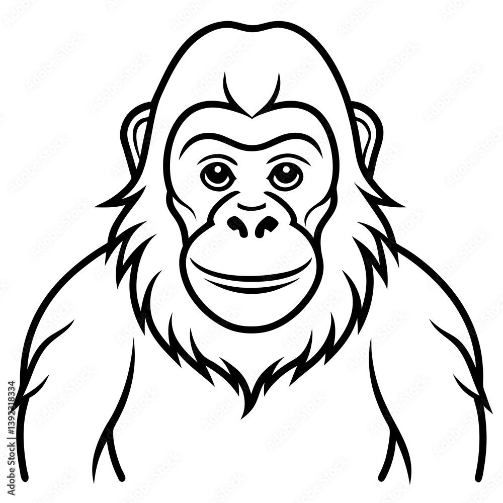 Continuous Line Orangutan Art in Vector Continuous Line Orangutan Art in Vector