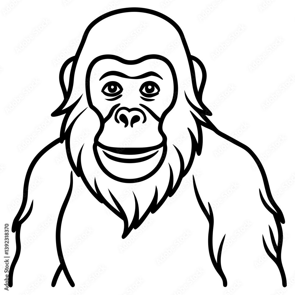 Fototapeta premium Continuous Line Orangutan Art in Vector