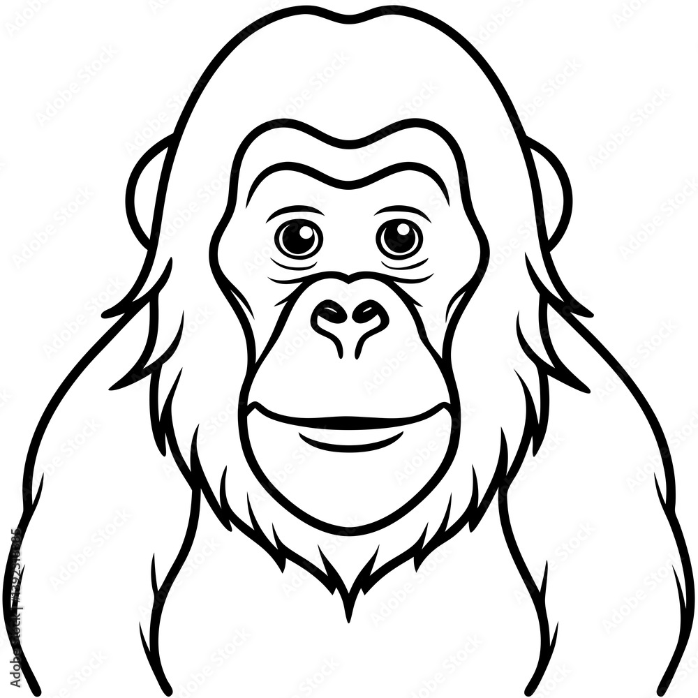 Continuous Line Orangutan Art in Vector