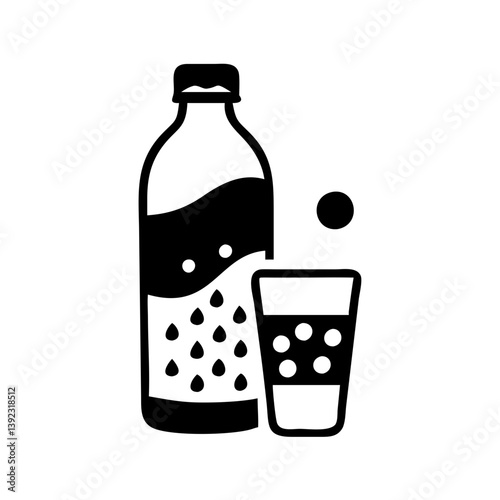 seltzer water icon, seltzer water line art - simple line art of seltzer water, perfect for seltzer water logos and icons